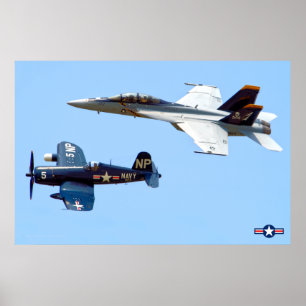F4U CORSAIR en F/A-18F SUPER HORNET Poster