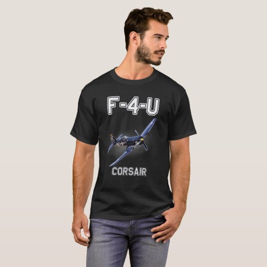 F4u Corsair Warbird Wwii Militair Vliegtuig T-shirt (Voorkant volledig)