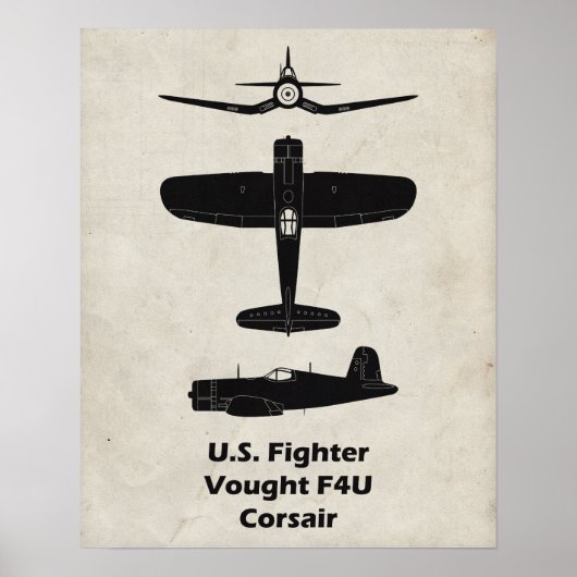 F4U Corsair WWII Poster vliegtuig — Cadeau voor pi (Voorkant)