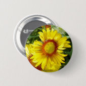 F6 Gele wilde bloem Gaillardia Ronde Button 5,7 Cm (Voorkant /achterkant)