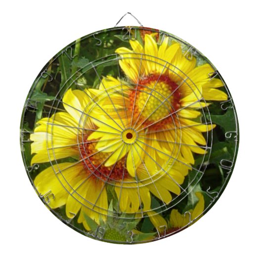 F6 Gele wilde bloemen Gaillardia Dartbord (Voorkant)