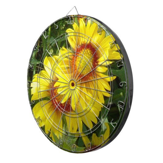 F6 Gele wilde bloemen Gaillardia Dartbord (Voorkant Rechts)