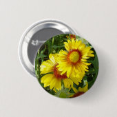 F6 Gele wilde bloemen Gaillardia Ronde Button 5,7 Cm (Voorkant /achterkant)
