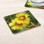 F6 Gele wilde bloemen Kartonnen Onderzetters (Schuin)