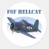 F6F Grumman Hellcat Ronde Sticker (Voorkant)