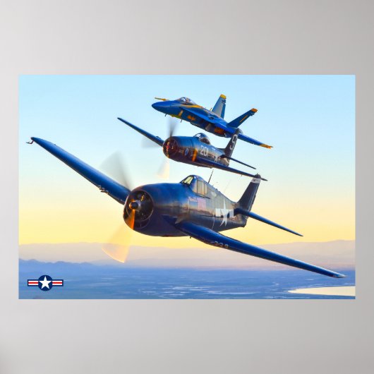 F6F HELLCAT, F8F BEARCAT en F/A-18C HORNET Poster (Voorkant)