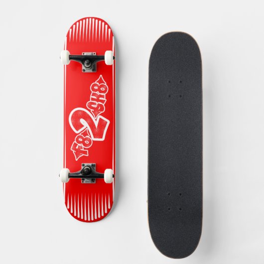 F8 2 SK8 Rood wit Persoonlijk Skateboard (Voorkant)