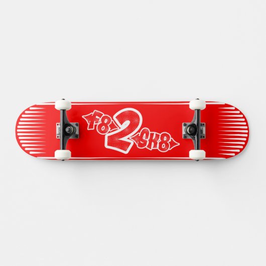 F8 2 SK8 Rood wit Persoonlijk Skateboard (Horizontaal)