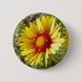 F8 Gele wilde bloemen Gaillardia Ronde Button 5,7 Cm