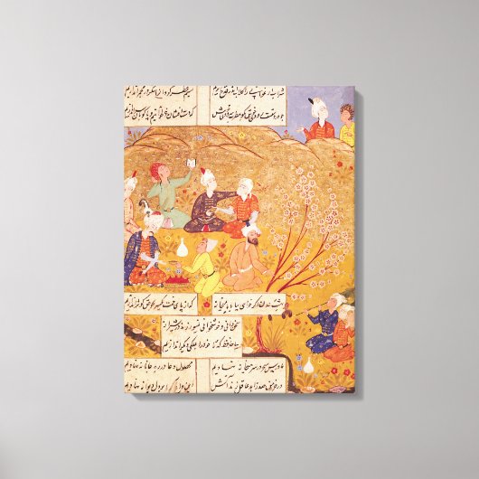 F.103v Open-air feast, uit een gedichtenboek, 1554 Canvas Afdruk (Voorkant)