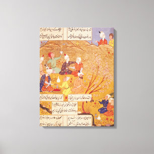 F.103v Open-air feast, uit een gedichtenboek, 1554 Canvas Afdruk