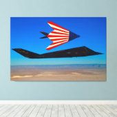 F-117 NIGHTHAWK 32x48 Canvas Afdruk (Insitu (Houten vloer))