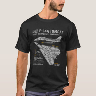 F 14 Blauwdrukfeiten van het vliegtuig met Tomcat  T-shirt