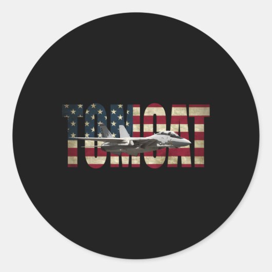 F-14 Tomcat Amerikaanse vlag Ronde Sticker (Voorkant)