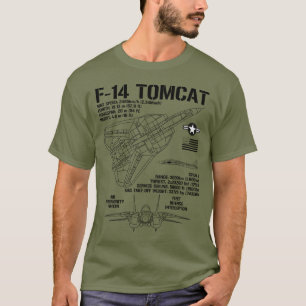F-14 Tomcat gevechtsvliegtuig specs militaire F14  T-shirt