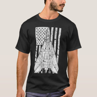 F-14 Tomcat Jet Fighter American Flag T-shirt