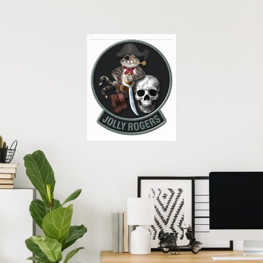 F-14 Tomcat Mascot Jolly Rogers Poster (Thuiskantoor)