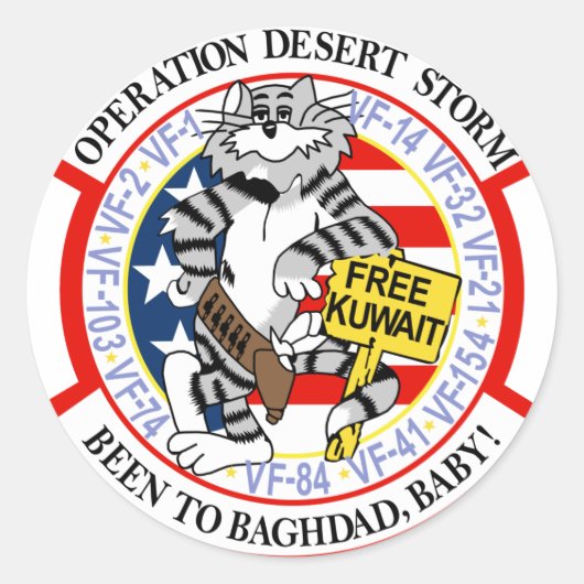 F-14 Tomcat Operation Desert Storm Ronde Sticker (Voorkant)