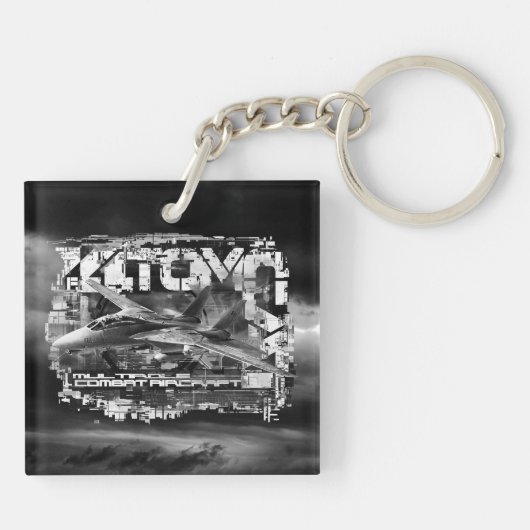 F-14 Tomcat Square (dubbelzijdig) Acrylische Sleut Sleutelhanger (Achterkant)