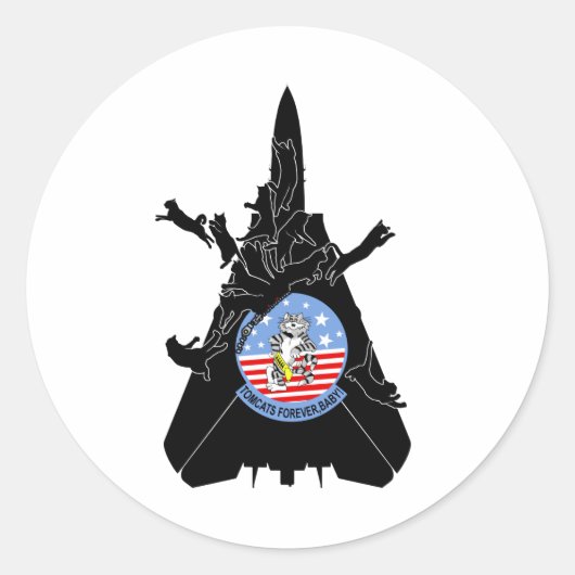 F-14 Tomcat voor altijd Ronde Sticker (Voorkant)