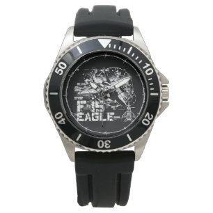 F-15 Eagle Crown Protector Zwart Rubber Horloge