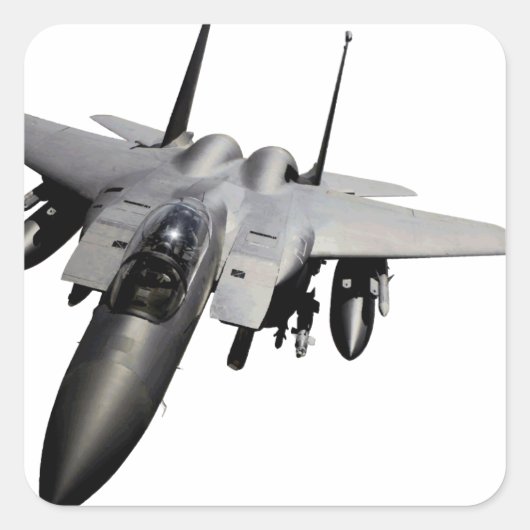 F-15 Eagle Jet Fighter Vierkante Sticker (Voorkant)