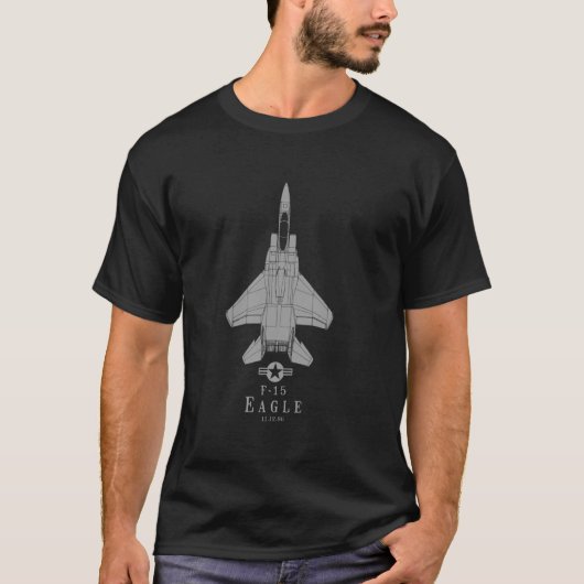 F-15 Eagle Jet Fighter Vliegtuig Tech Print T-shirt (Voorkant)