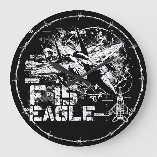 F-15 Eagle Round (Grote) wandklok (Voorkant)