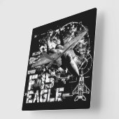 F-15 Eagle Square Wall Clock Vierkante Klok (Hoek)