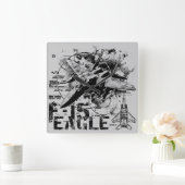 F-15 Eagle Square Wall Clock Vierkante Klok (Huis)