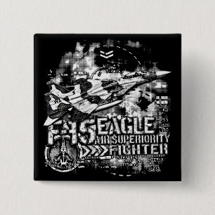 F-15 Eagle Vierkante Button 5,1 Cm