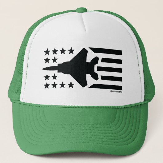 F-15 Fighter Jet Black Stars and Stripes Trucker Pet (Voorkant)