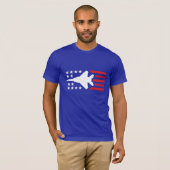 F-15 Strike Eagle Jet Red White Blue Stars Stripes T-shirt (Voorkant volledig)