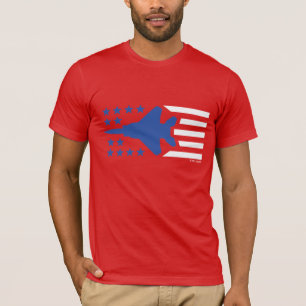 F-15 Strike Eagle Jet Red White Blue Stars Stripes T-shirt