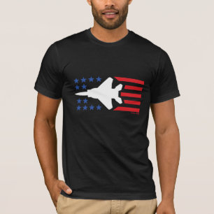 F-15 Strike Eagle Jet Red White Blue Stars Stripes T-shirt