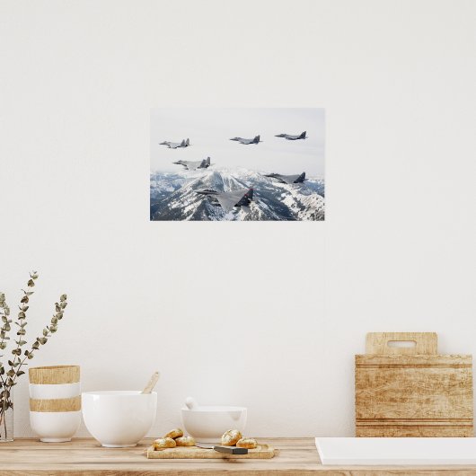 F-15 Vliegtuig met breukrijst Poster (Keuken)