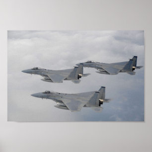 F-15 Vliegtuig met breukrijst Poster