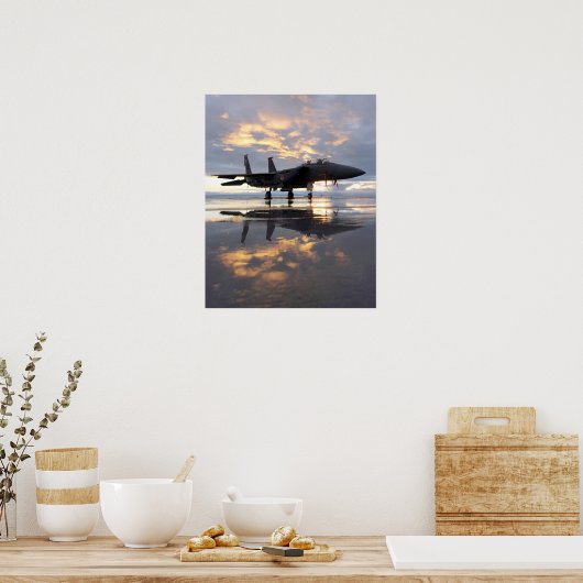 F-15 Vliegtuig met breukrijst Poster (Keuken)