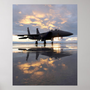 F-15 Vliegtuig met breukrijst Poster