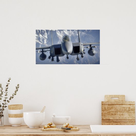 F-15 Vliegtuig met breukrijst Poster (Keuken)