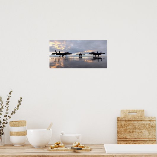 F-15 Vliegtuig met breukrijst Poster (Keuken)