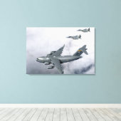 F-15B Eagles begeleiden het eerste op Hawaï gebase Canvas Afdruk (Insitu (Houten vloer))