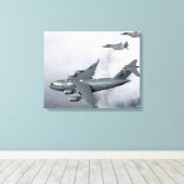 F-15B Eagles begeleiden het eerste op Hawaï gebase Canvas Afdruk (Insitu (Houten vloer))