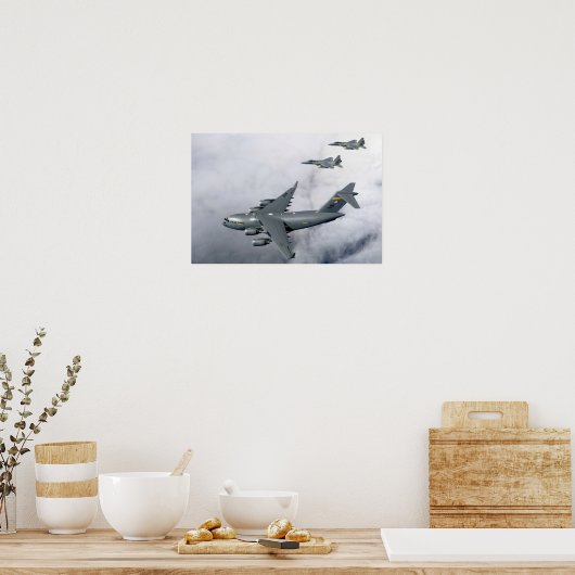 F-15B Eagles begeleiden het eerste op Hawaï gebase Poster (Keuken)