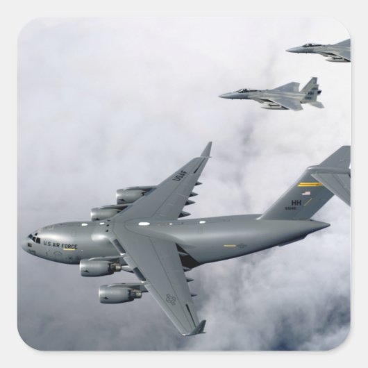 F-15B Eagles begeleiden het eerste op Hawaï gebase Vierkante Sticker (Voorkant)