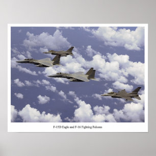 F-15D Eagle en F-16 Fighting Falcons Poster