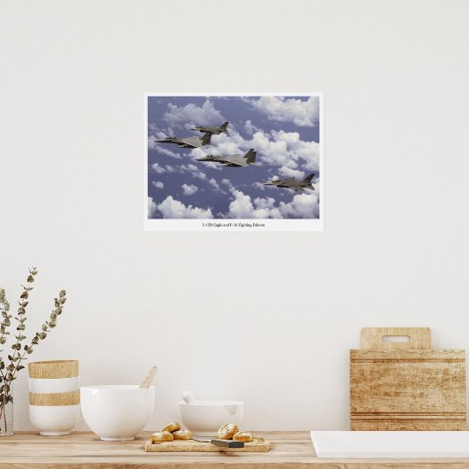 F-15D Eagle en F-16 Fighting Falcons Poster (Keuken)