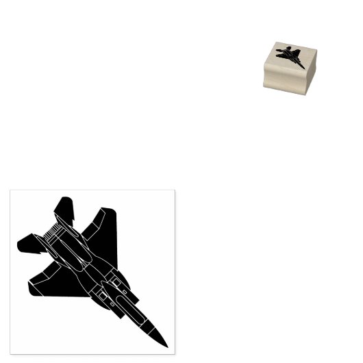 F-15E Strike Eagle Fighter Silhouet Houten Stempel (Gestempeld)