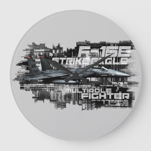 F-15E Strike Eagle Round (Grote) wandklok (Voorkant)