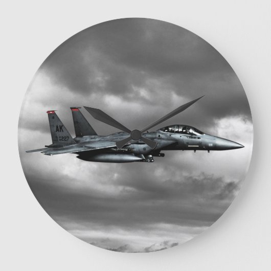 F-15E Strike Eagle Round (Grote) wandklok (Voorkant)